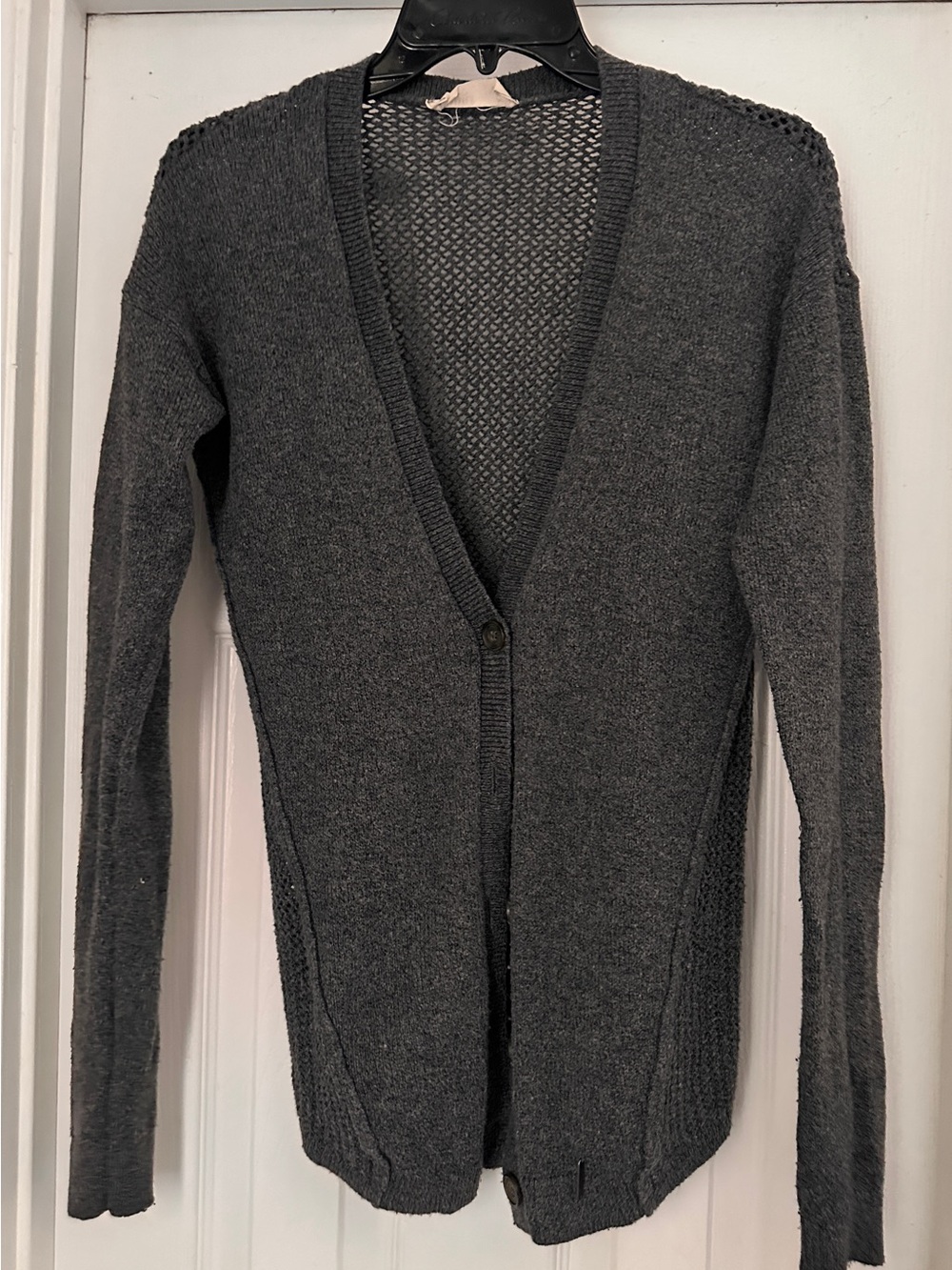 Hollister Charcoal Gray Open-Knit V-Neck Beach Cardigan